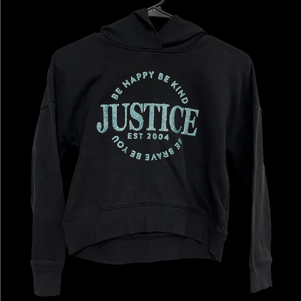 Black and shiny metallic blue hoodie